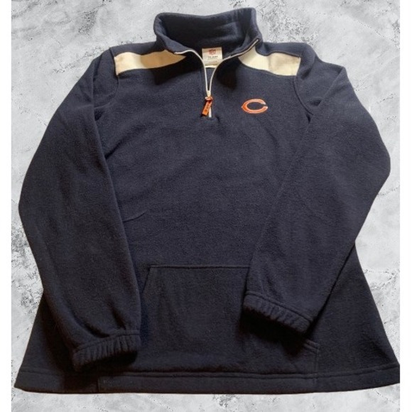 NFL Chicago Bears Womens Navy Blue Fleece Quarter Zip Pullover Sweatshirt Size S - Picture 2 of 7